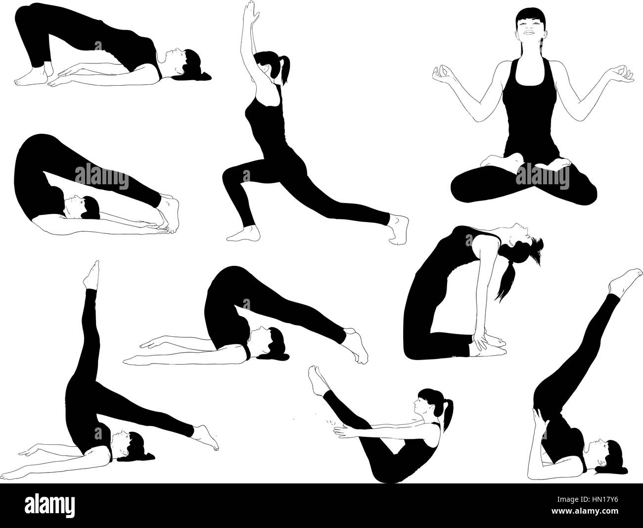 Ragazza impegnata nello yoga Illustrazione Vettoriale