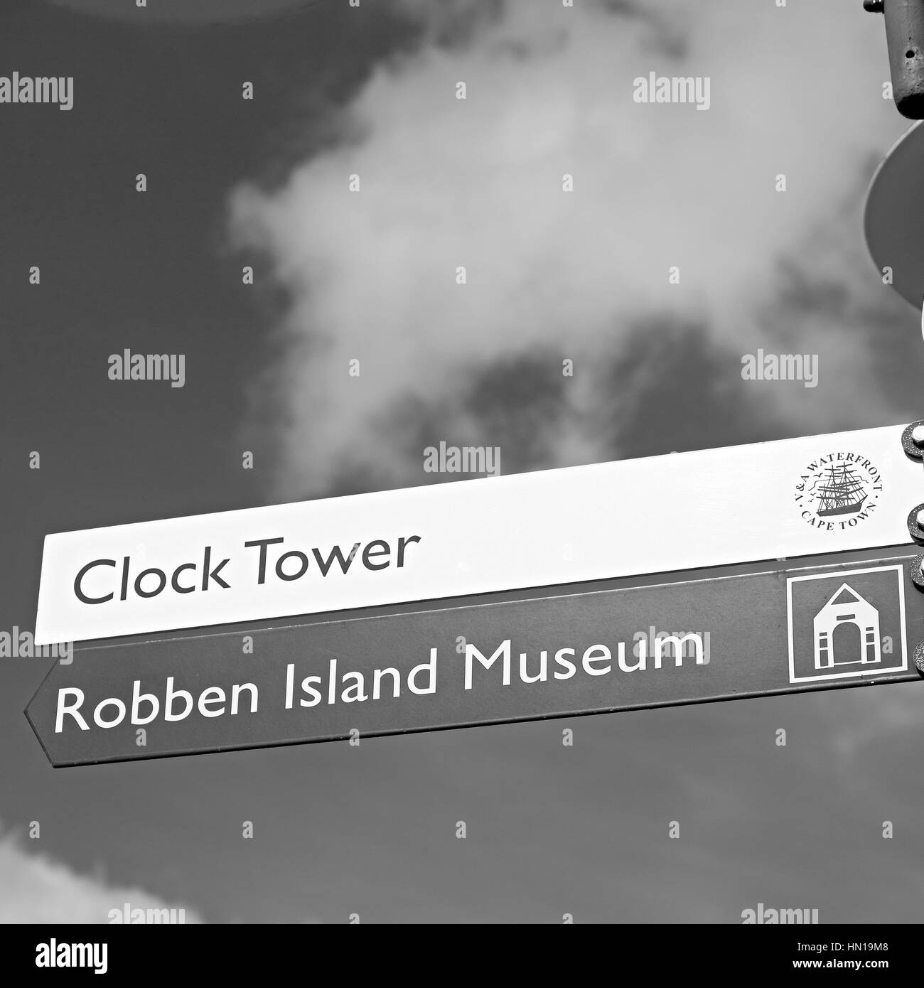 La sfocatura in Sud Africa close up del segno di simbolo del museo come sfondo Foto Stock