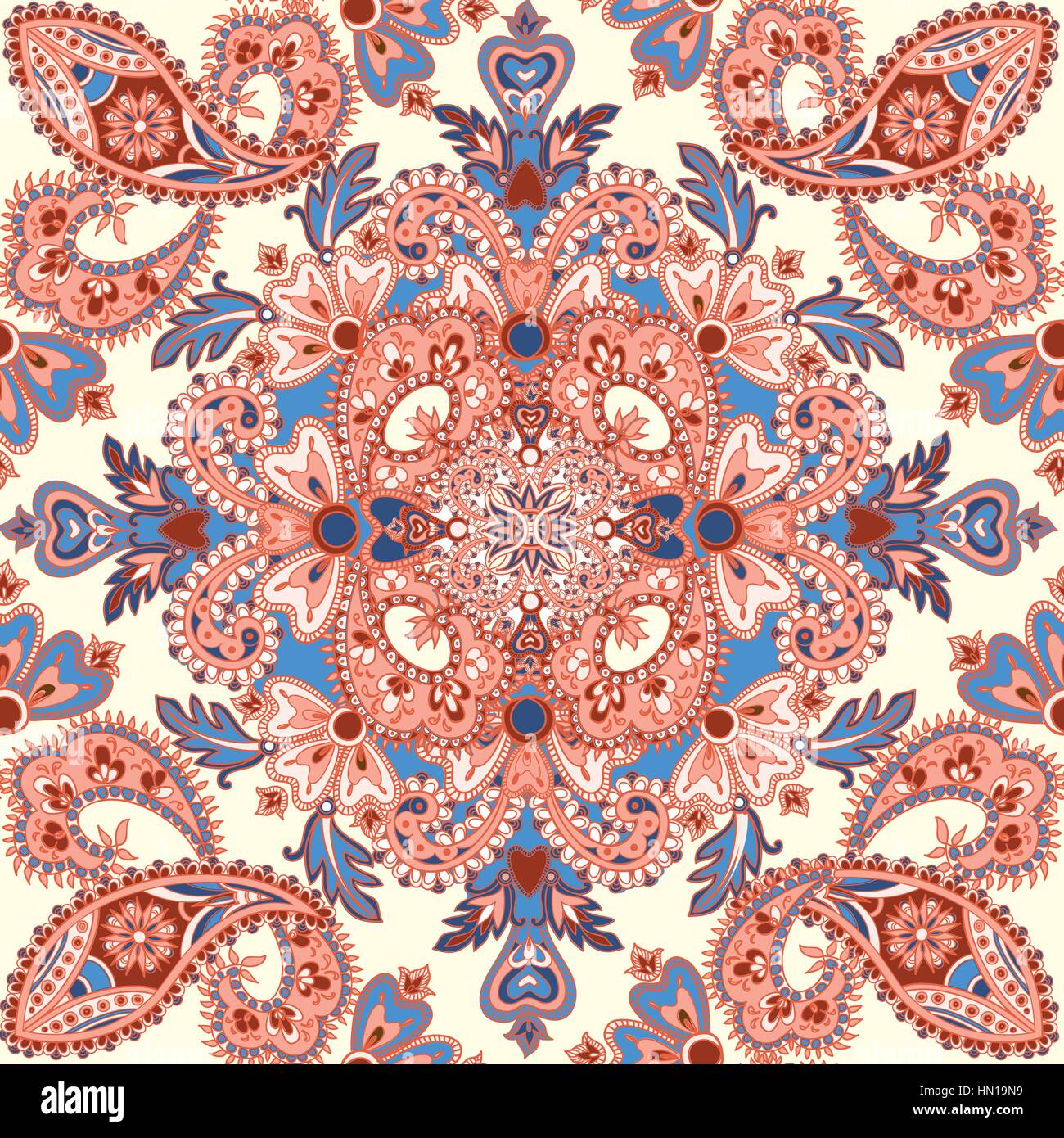Floral pattern piastrellato. prosperare orienatal sfondo fiori geometrici mandala ornamento asiatico. wonderland motivazioni dei dipinti di indiano antico fa Illustrazione Vettoriale