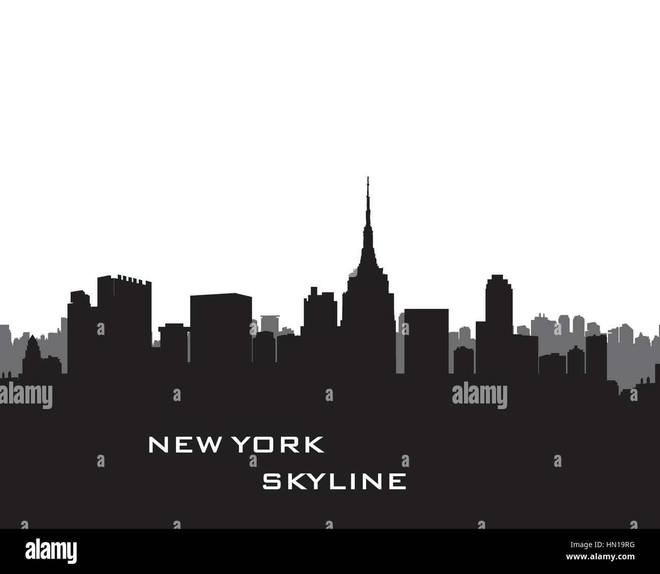 Skyline di New York. Vector usa paesaggio. Paesaggio con grattacieli. La silhouette della città. Panorama sullo sfondo della città. Urban Skyline confine. Illustrazione Vettoriale