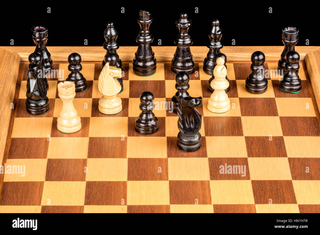 Scacco Matto è il re in questo gioco di scacchi Foto Stock