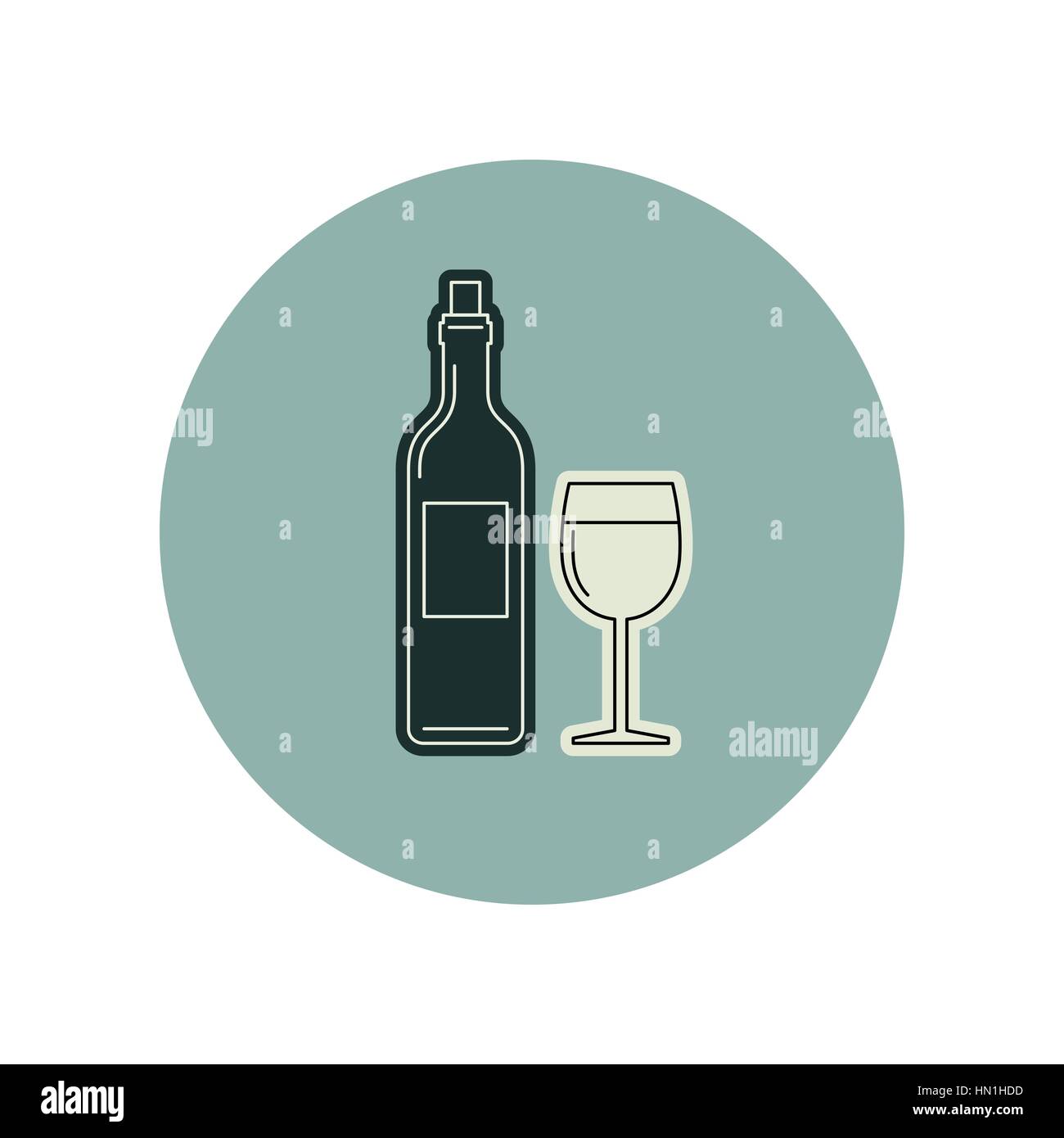 Bottiglia di vino e vetro Illustrazione Vettoriale