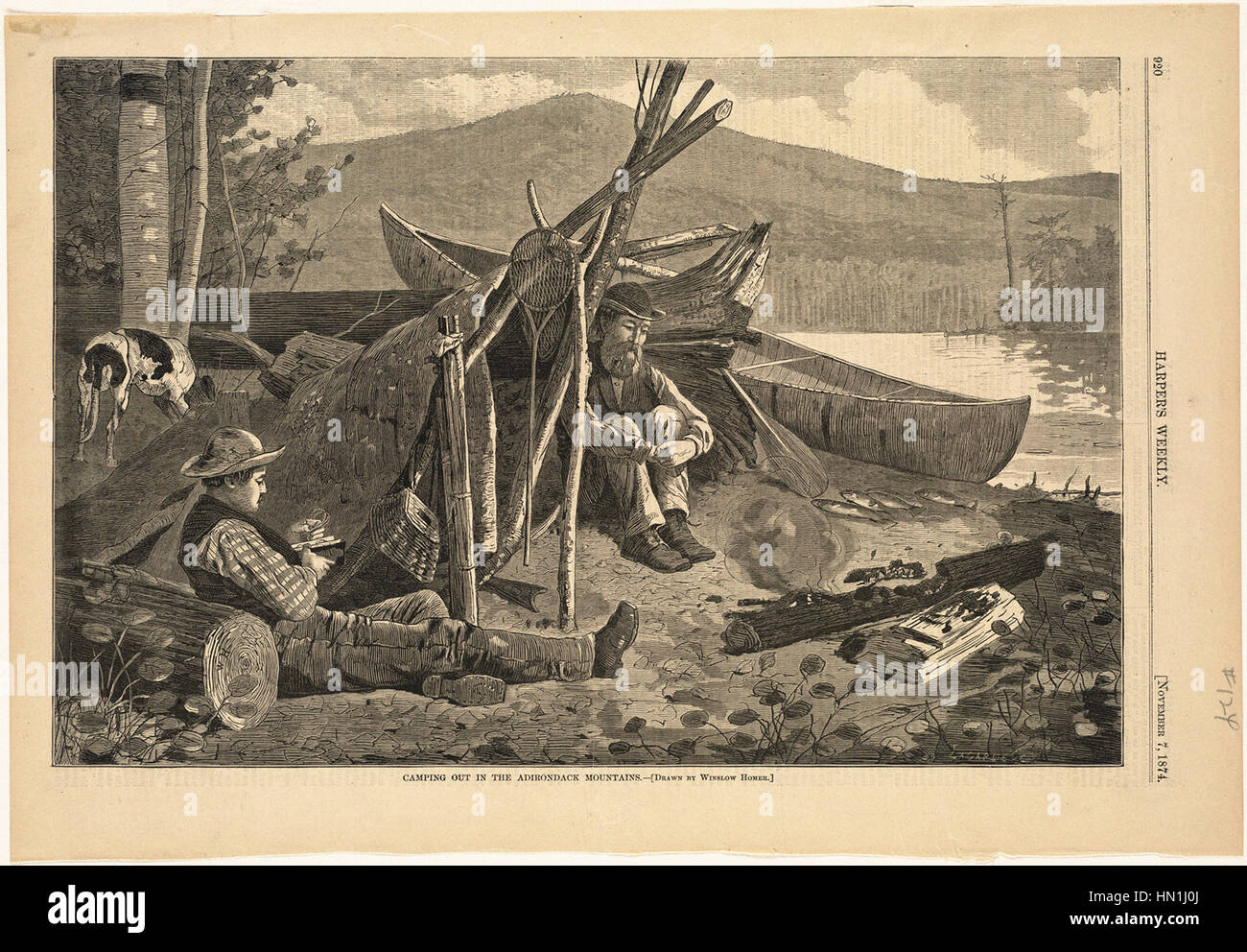 Winslow Homer - Campeggio nelle Montagne Adirondack Foto Stock