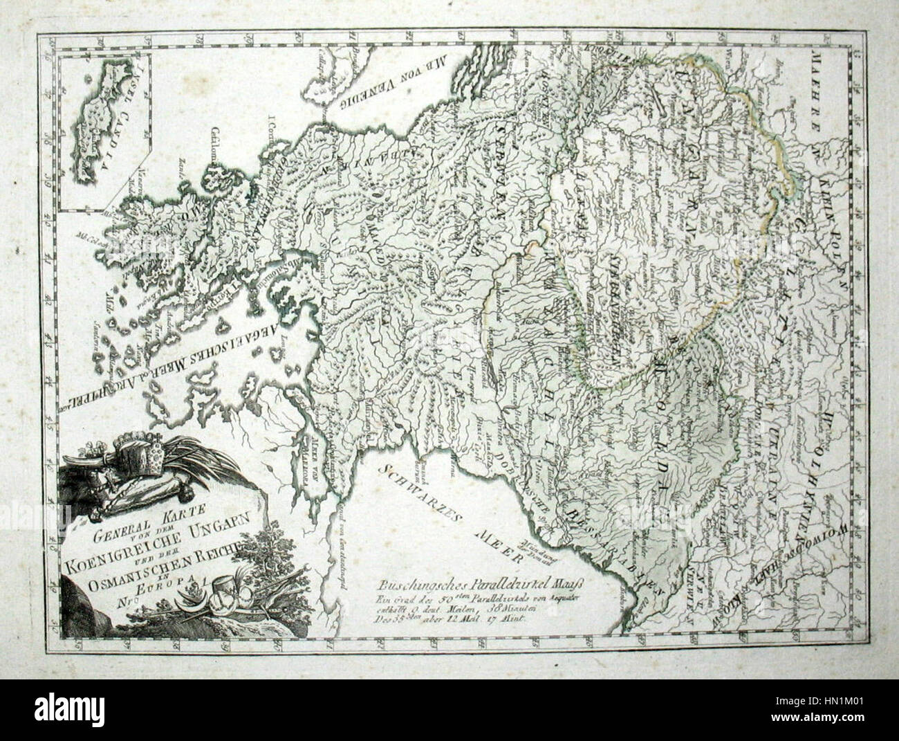 Questa mappa dei Balcani del 1791 di Reilly fornisce una panoramica geografica dettagliata della regione durante la fine del XVIII secolo, mostrando i confini politici e le caratteristiche geografiche chiave. Foto Stock
