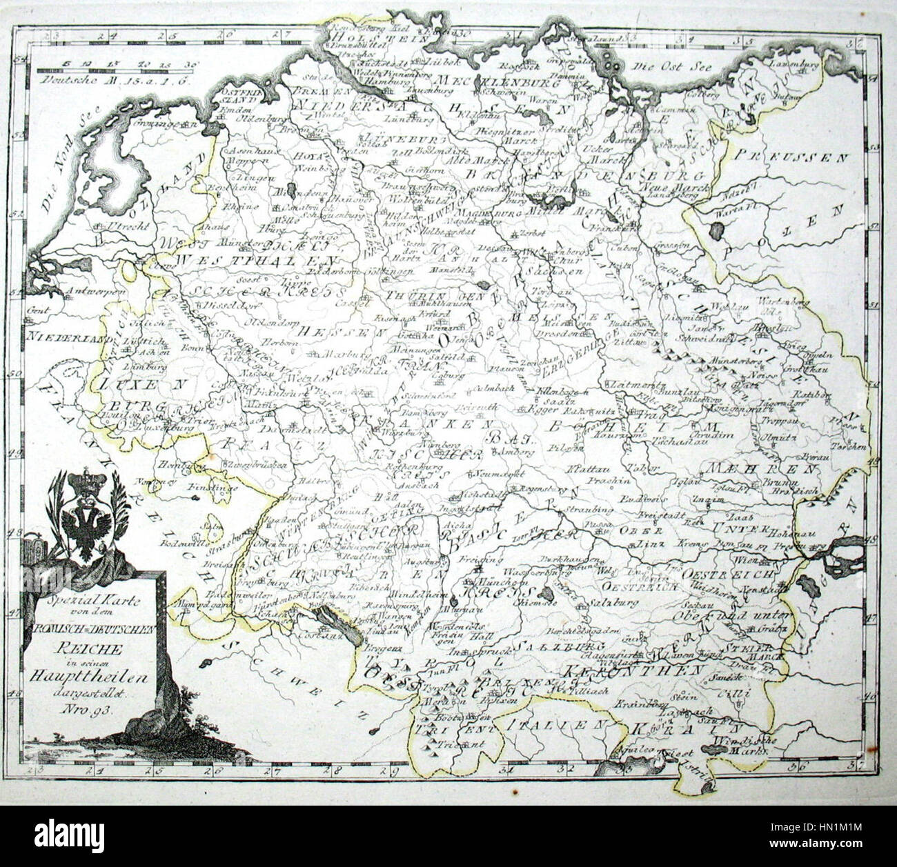 Mappa del Sacro Romano Impero da Reilly 093 Foto Stock