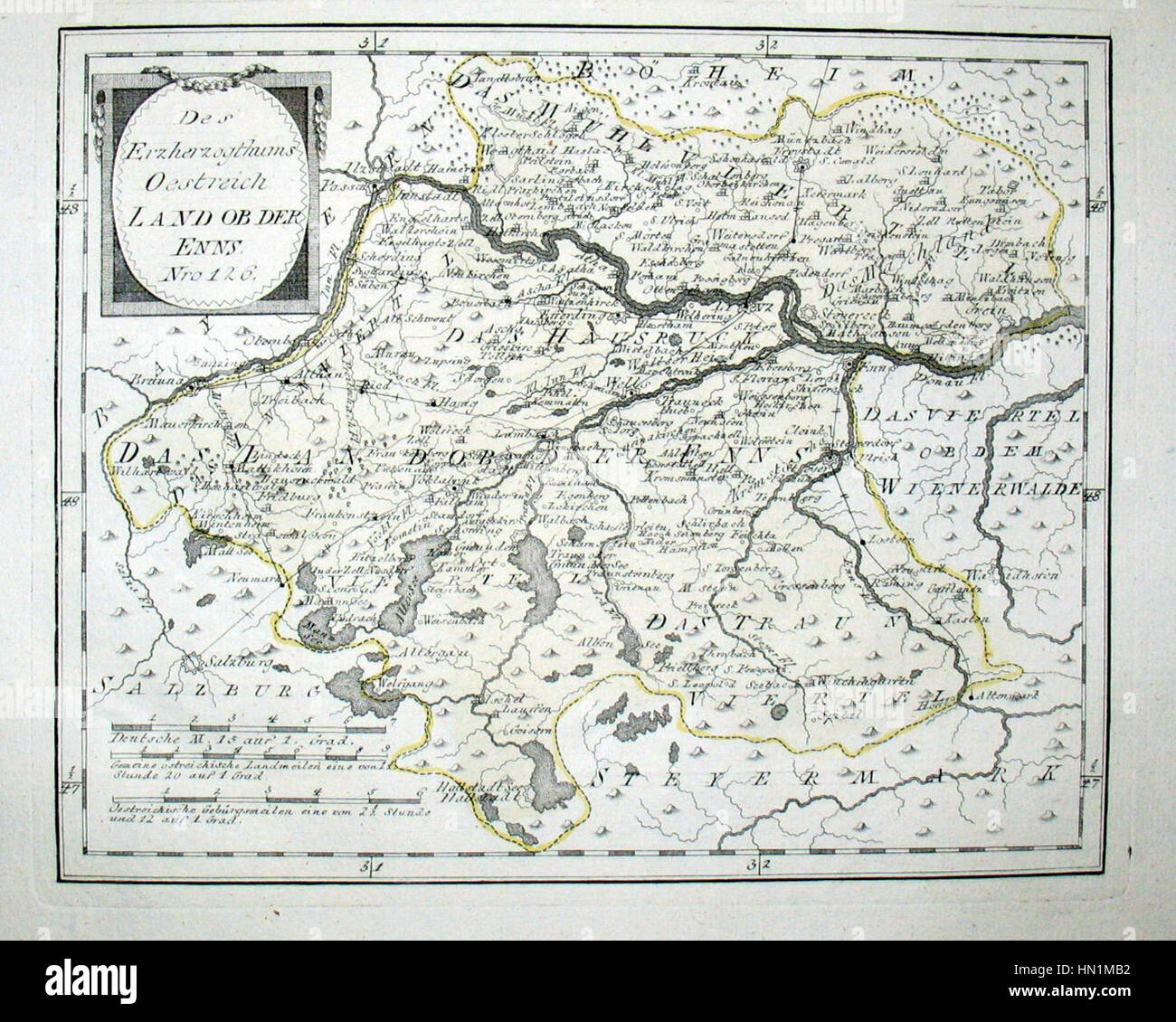 Mappa di Austria nel 1791-1792 da Reilly 126 Foto Stock