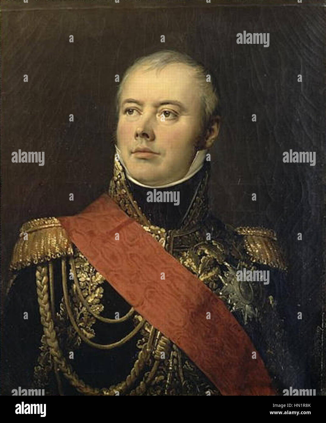 "MacDonald" di Antoine Jean Gros è un ritratto di una figura militare, che mostra l'abilità dell'artista nel catturare l'espressione drammatica e l'uniforme del soggetto, tipica dell'era napoleonica. Foto Stock
