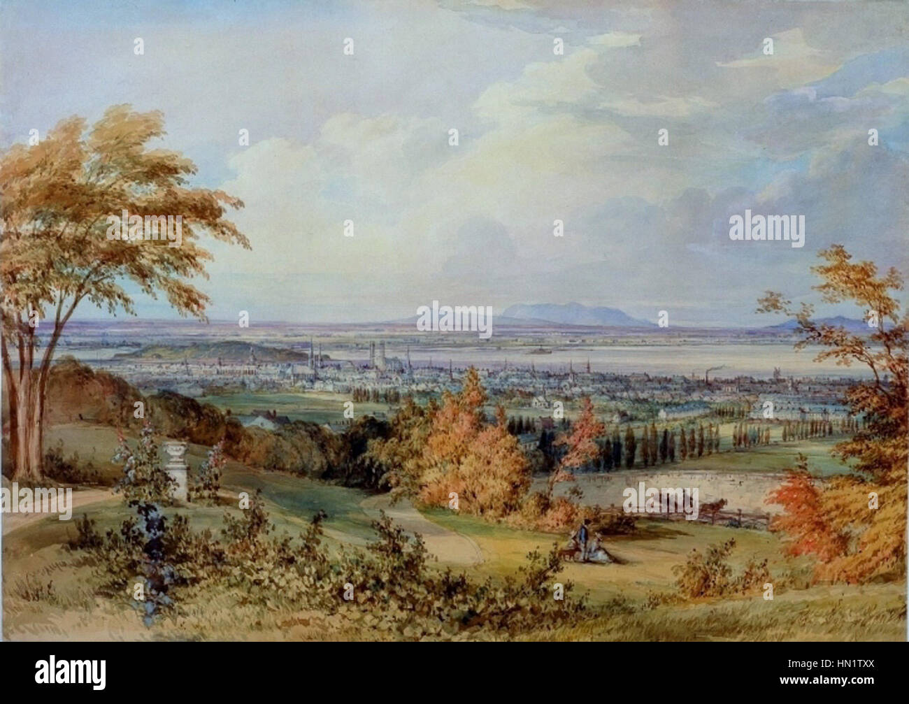 "Montreal depuis la montagne" di James Duncan, dipinto prima del 1854, mostra una vista storica di Montreal dalla montagna. Il dipinto cattura il primo paesaggio urbano della città, offrendo uno sguardo sul suo sviluppo del XIX secolo. Foto Stock