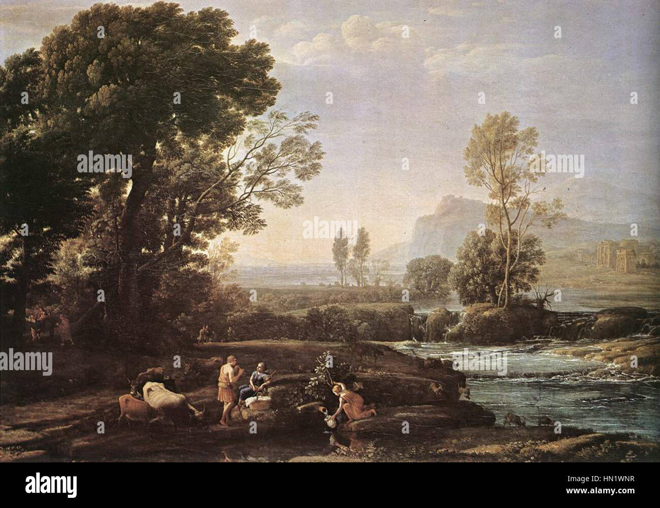 Claude Lorrain - Paesaggio con riposo nella fuga in Egitto - WGA05001 Foto Stock