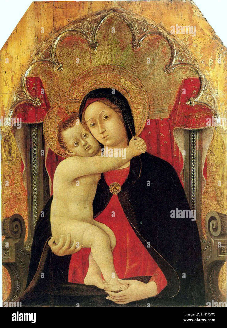 Madonna e Bambino in trono- 1432-1444 Domenico di Bartolo Foto Stock