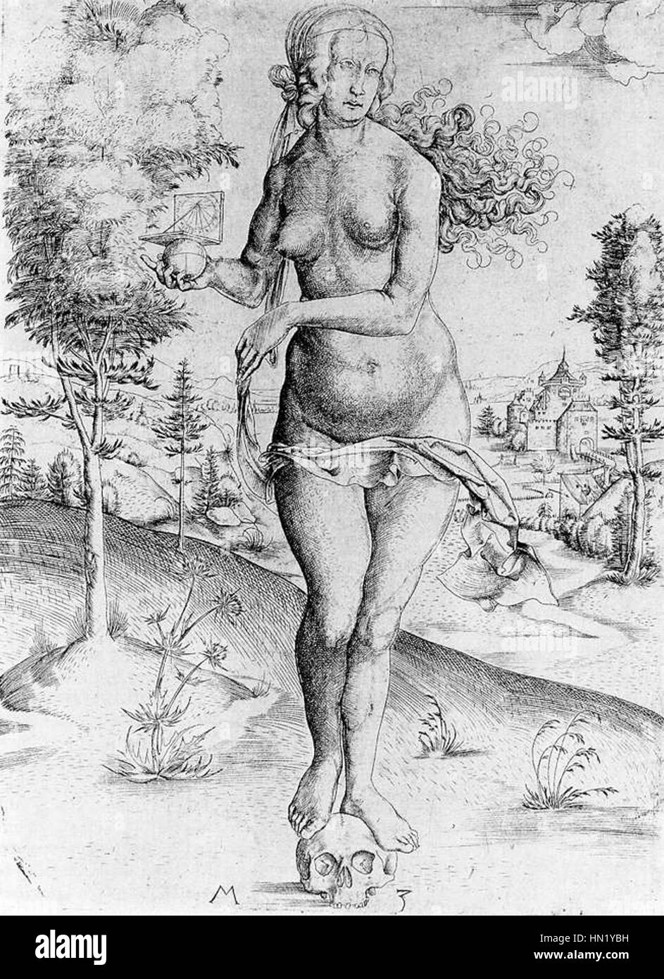 Il dipinto 'Vanitas' del Maestro M Z riflette il tema memento mori, sottolineando la natura transitoria della vita. L'opera presenta elementi simbolici come teschi, candele estinte e oggetti in decadenza, che ricordano agli spettatori la mortalità e la natura fugace dei piaceri terreni. Foto Stock