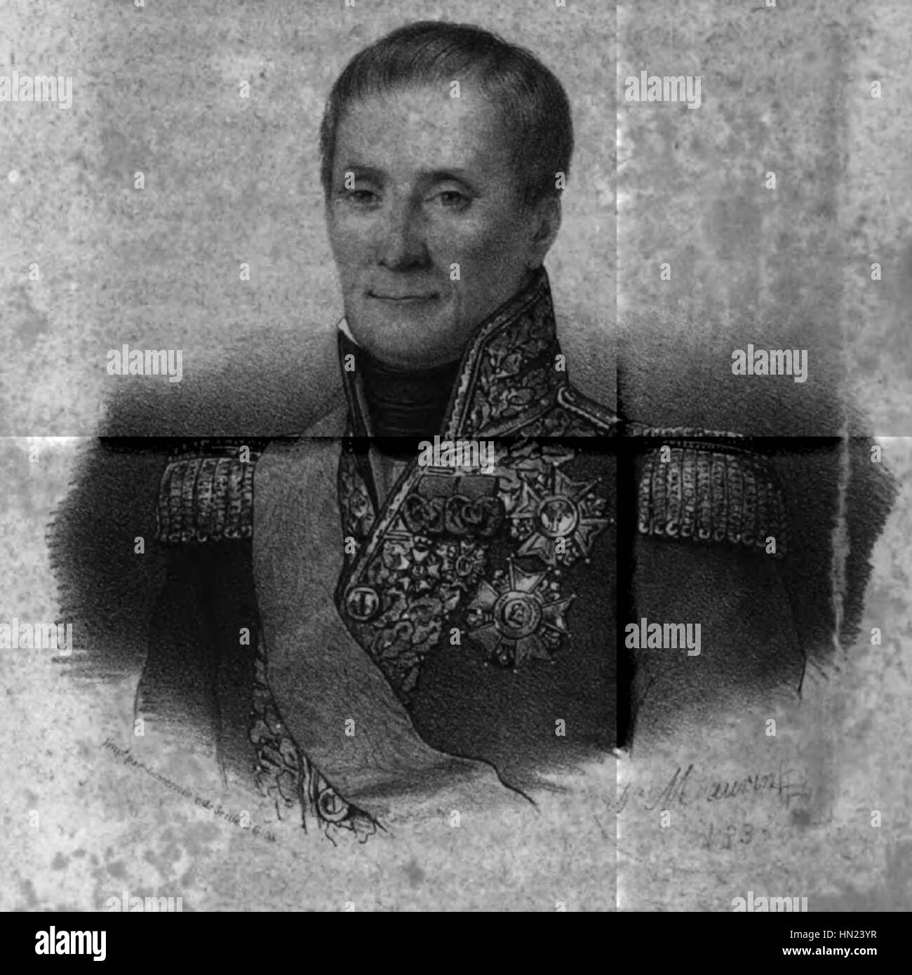 "Missiessy" di Antoine Maurin presenta un ritratto romanticizzato della figura navale Missiessy, che riflette la leadership militare idealizzata del periodo nell'arte francese. Foto Stock