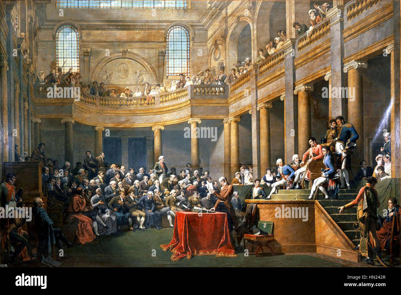 La "consulta Republique Csalpine" del 1808 di Monsiau rappresenta un momento politico e storico dell'era napoleonica, che riflette i cambiamenti di governo del periodo. Foto Stock