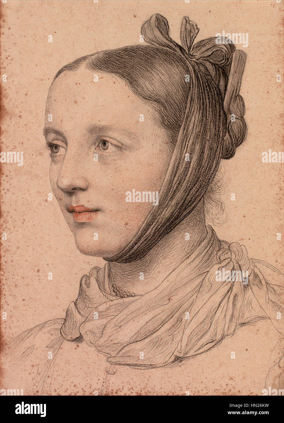 Marie Ellenrieder Portrait einer jungen Frau mit gezopfter Frisur und Kinnschal Foto Stock