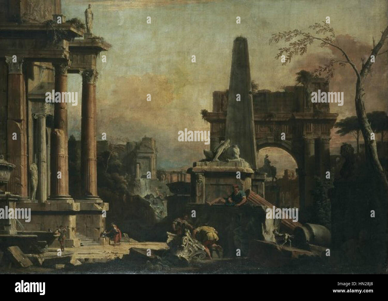 Marco Ricci e Sebastiano Ricci - un capriccio della Roma classica Foto Stock