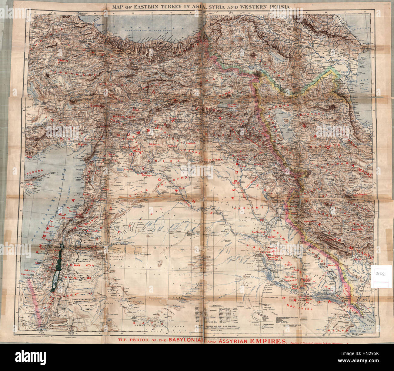 Mappa di Turchia orientale in Asia, la Siria e la Persia occidentale il periodo babilonese e imperi assiro (1915) Foto Stock