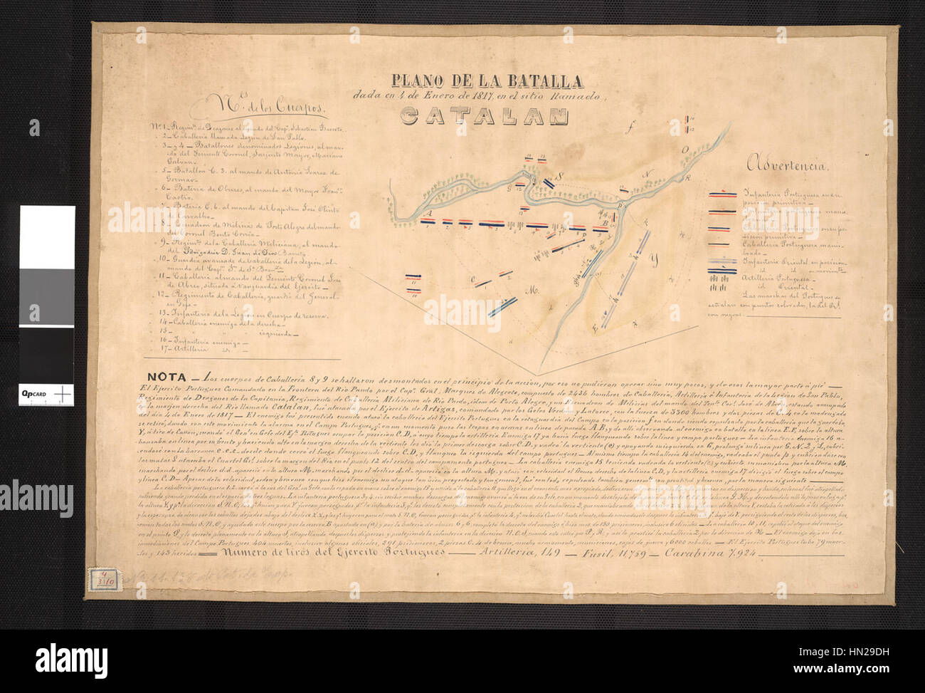 Mappa della Battaglia del Catalano- datata il 4 Gennaio nel 1817 WDL1150 Foto Stock