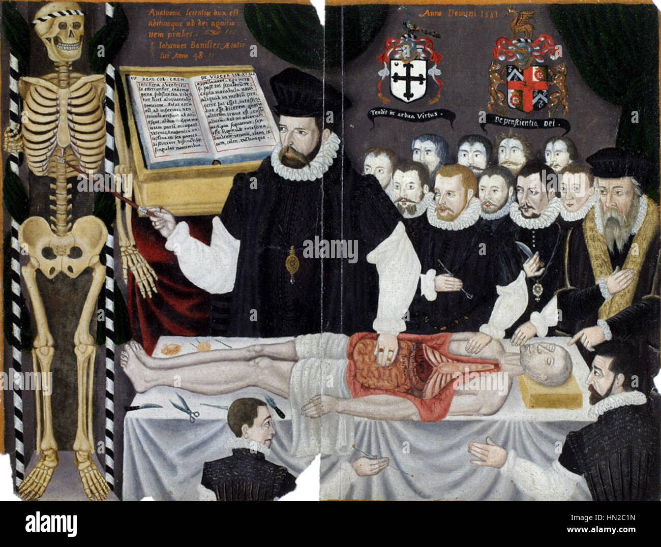 Maestro Giovanni Bannister offrendo una lezione anatomica Foto Stock