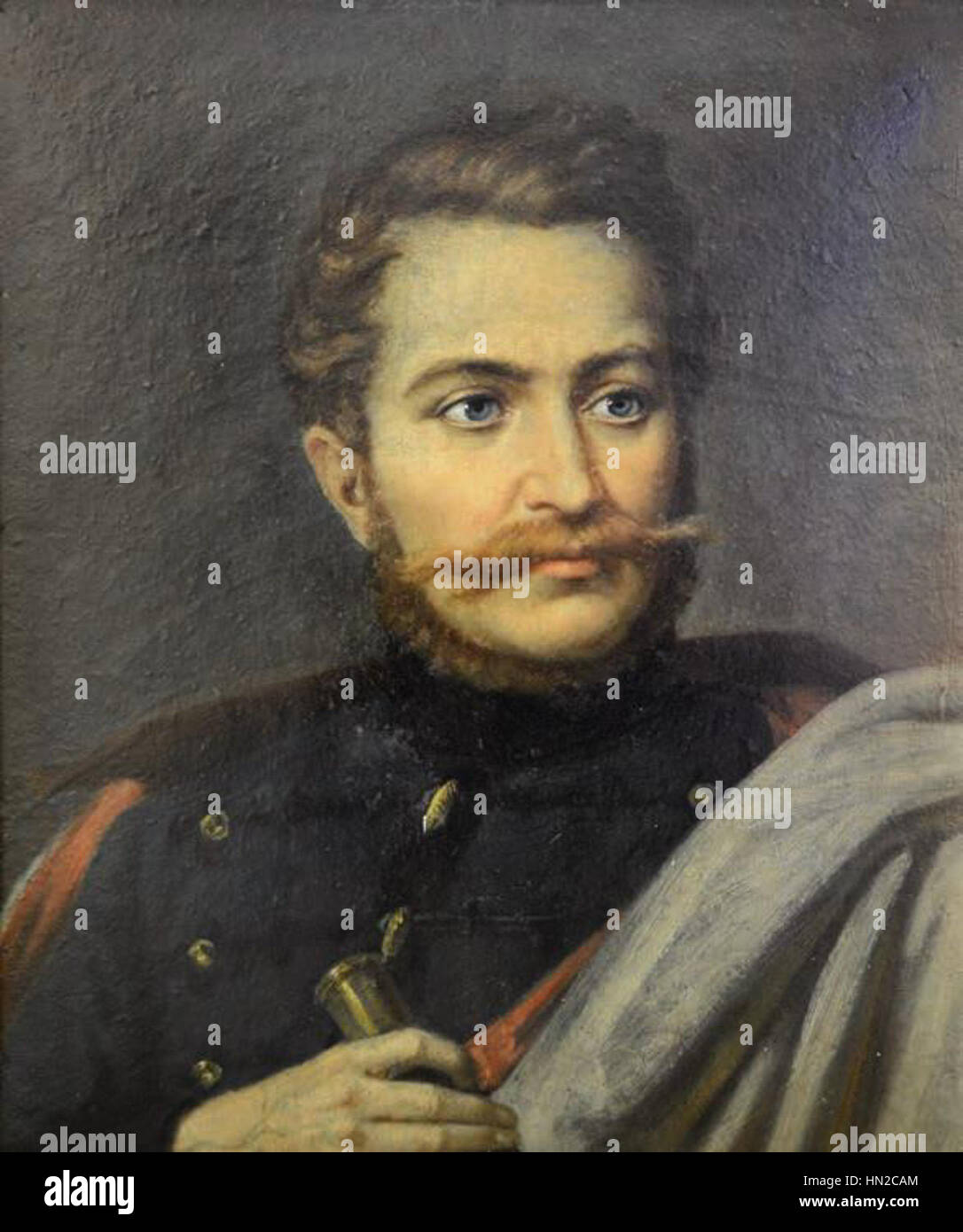 Il ritratto di Misu Popp di Avram Iancu presenta l'eroe nazionale rumeno, noto per il suo ruolo nella rivoluzione del 1848. Il dipinto cattura la sua forza e la sua determinazione, incarnando la sua eredità patriottica. Foto Stock