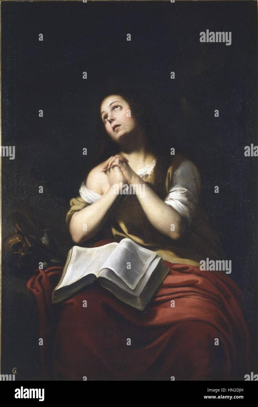 Il dipinto "la Magdalena" di Bartolomé Esteban Murillo raffigura Maria Maddalena, un soggetto comune nell'arte barocca. L'opera è nota per la sua profondità emotiva e la rappresentazione realistica della contemplazione e penitenza del santo. Foto Stock