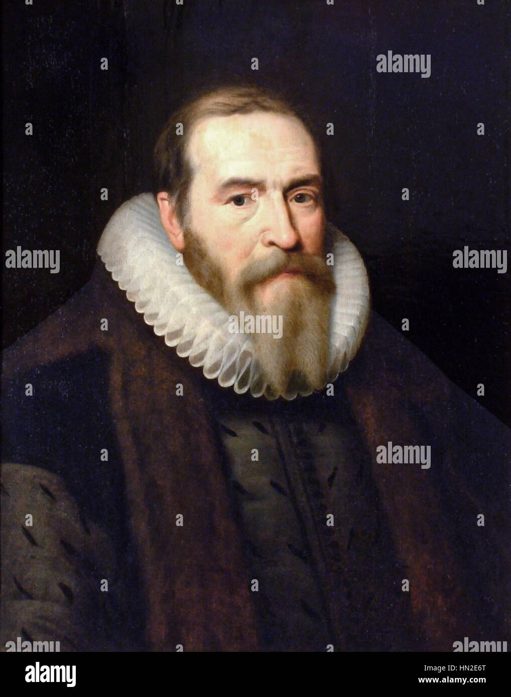 Michiel Jansz van Miereveld (attr) - Portret van Johan van Oldenbarnevelt Foto Stock