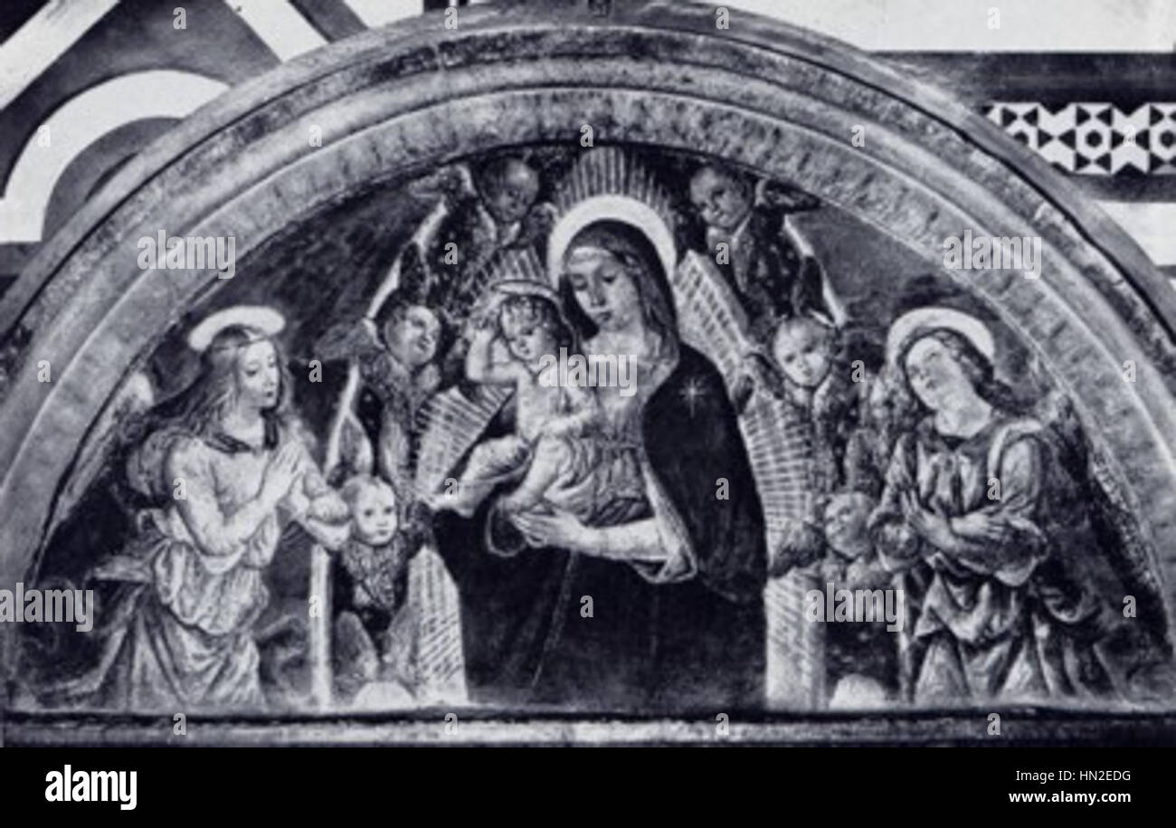 Questo dipinto storico ritrae Lucrezia Borgia con il padre Rodrigo Borgia e il fratello Alfonso d'Aragona, riflettendo l'intrigo politico e familiare del Rinascimento italiano. La complessa storia della famiglia Borgia è catturata in vividi dettagli. Foto Stock