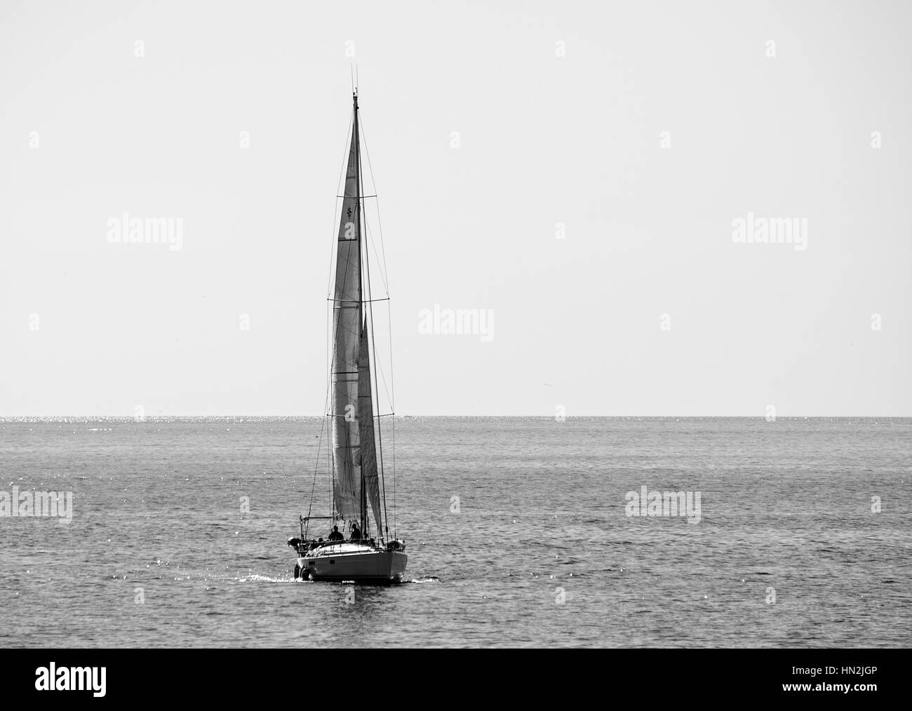 Barche a vela di Redondo Beach Pier in bianco e nero Foto Stock