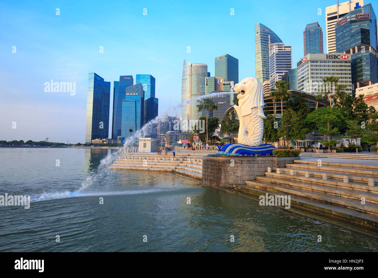 Singapore sky line al bello mattina di sole Foto Stock