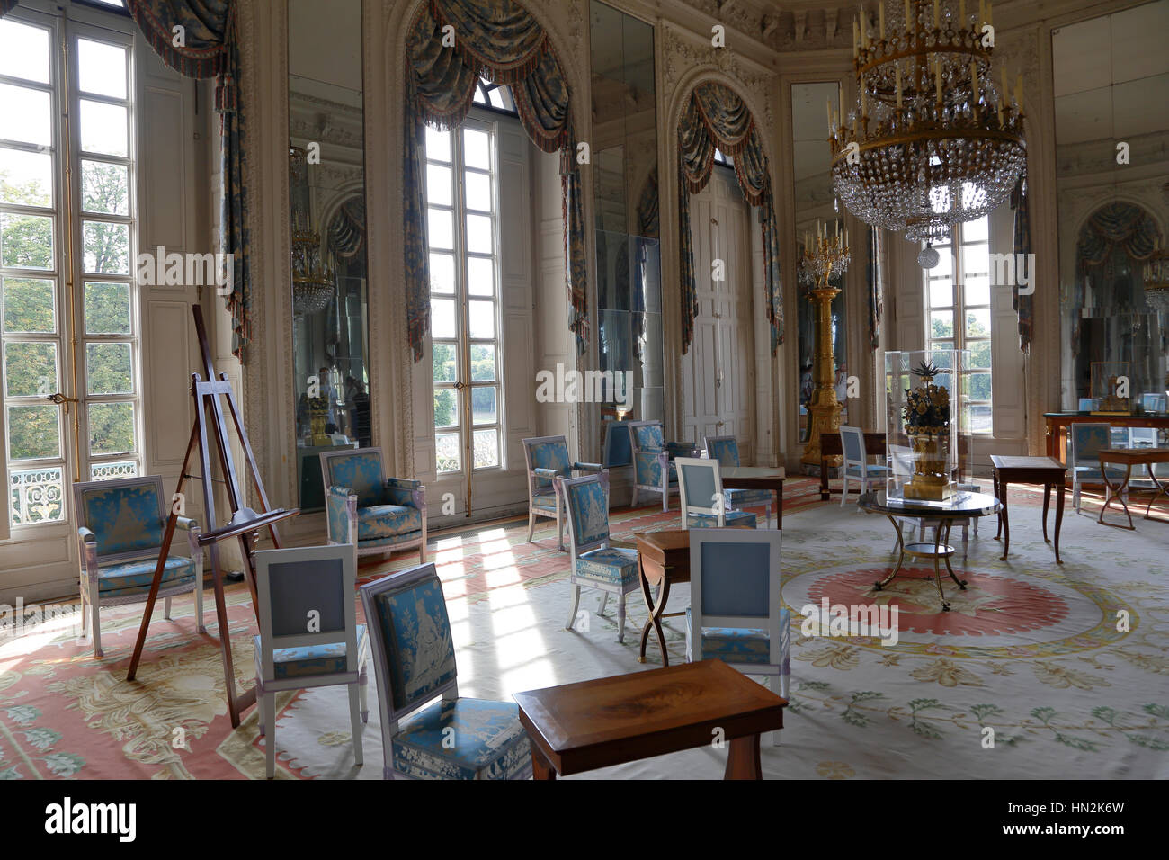 Interno del Petit Trianon Versailles, Francia. Costruita da Gabriel Ange-Jacques per Luigi XV, 1762 - shot Agosto 2015 Foto Stock