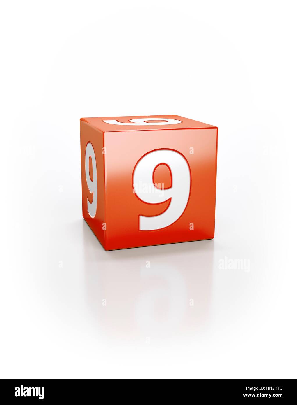 Il cubo rosso con il numero 9. Foto Stock