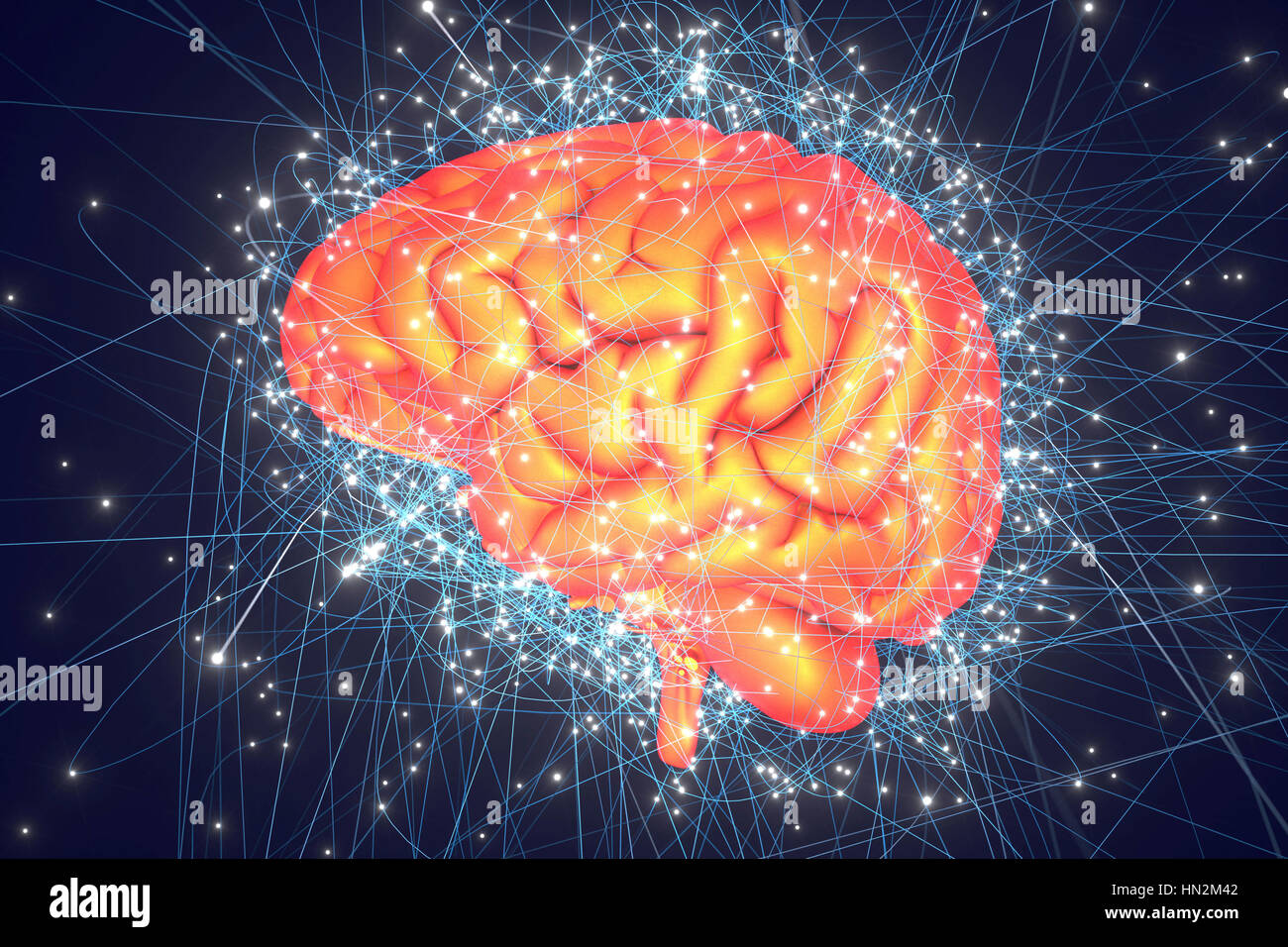 Cervello umano rete, illustrazione. Foto Stock