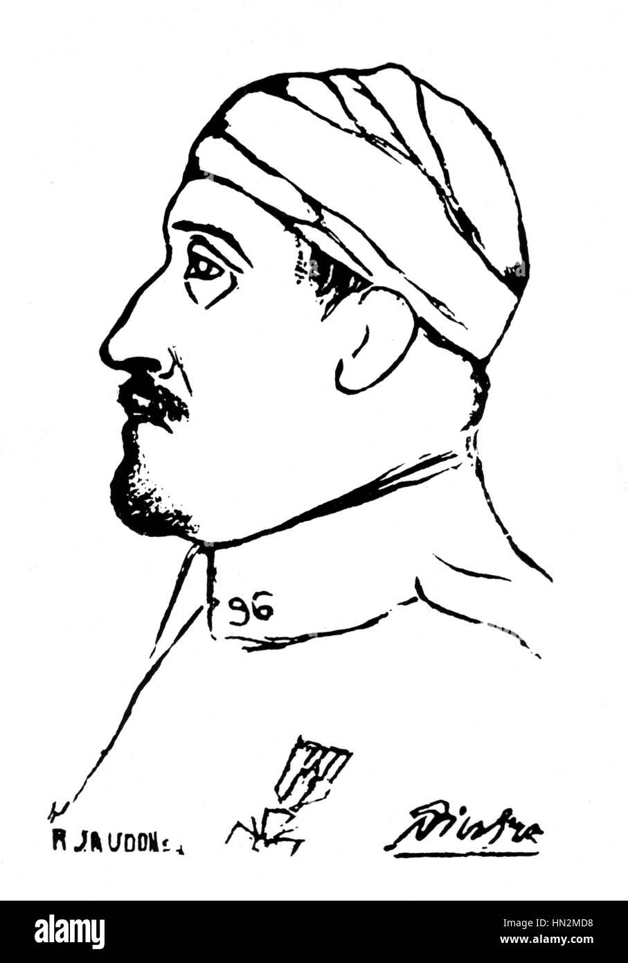 Pablo Picasso, guerra mondiale ho ritratto di Guillaume Apollinaire, quando egli era stato ferito del XX secolo in Francia se si desidera utilizzare le nostre immagini di Pablo Picasso, le opere che si hanno per chiedere l' autorizzazione a Picasso Administration 8 rue Volnay 75002 Parigi Francia Te Foto Stock