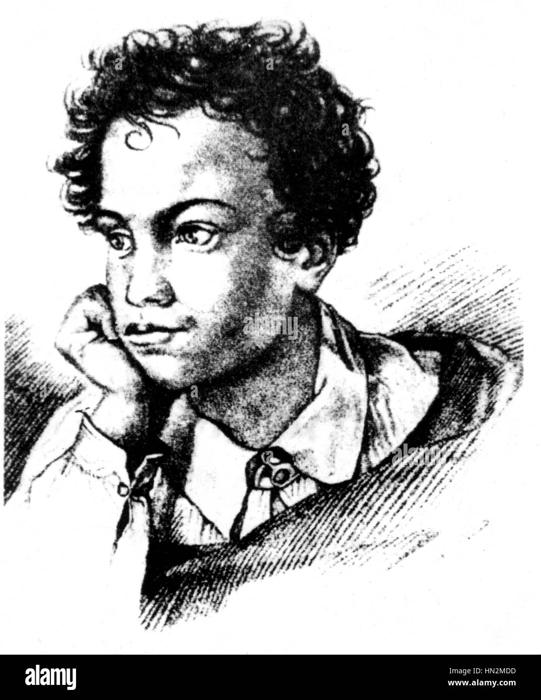 Primo ritratto di Alexander Pushkin (1799-1837), pubblicato nel 1822, XIX secolo la Russia Foto Stock Primo ritratto di Alexander Pushkin (1799-1837), pubblicato nel 1822, XIX secolo la Russia Foto Stock