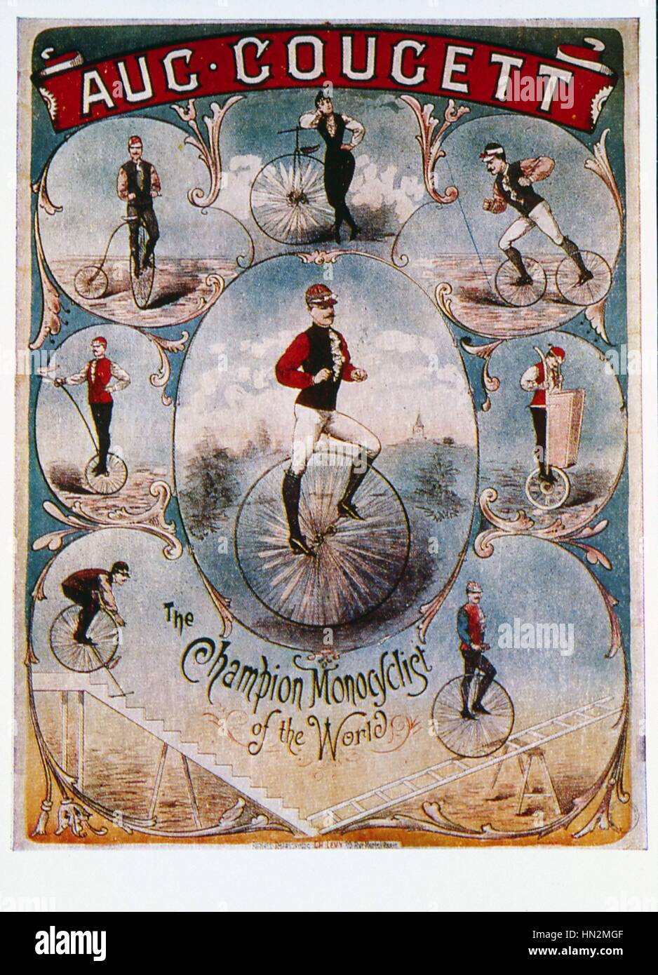 Poster pubblicitario: 'L'monocyclist campione del mondo' Sport tardo XIX secolo Foto Stock