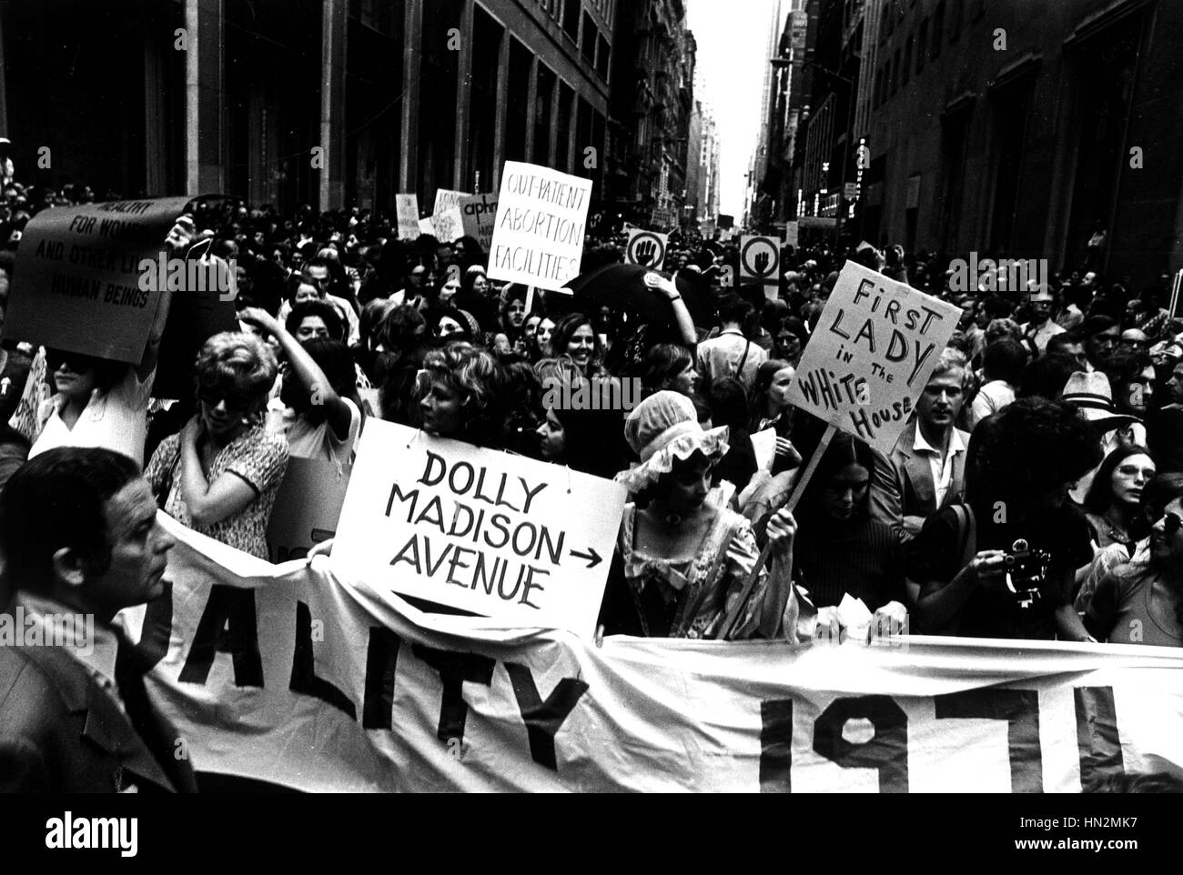 Protesta a New York. Marzo per la liberazione delle donne 1971 Stati Uniti Foto Stock