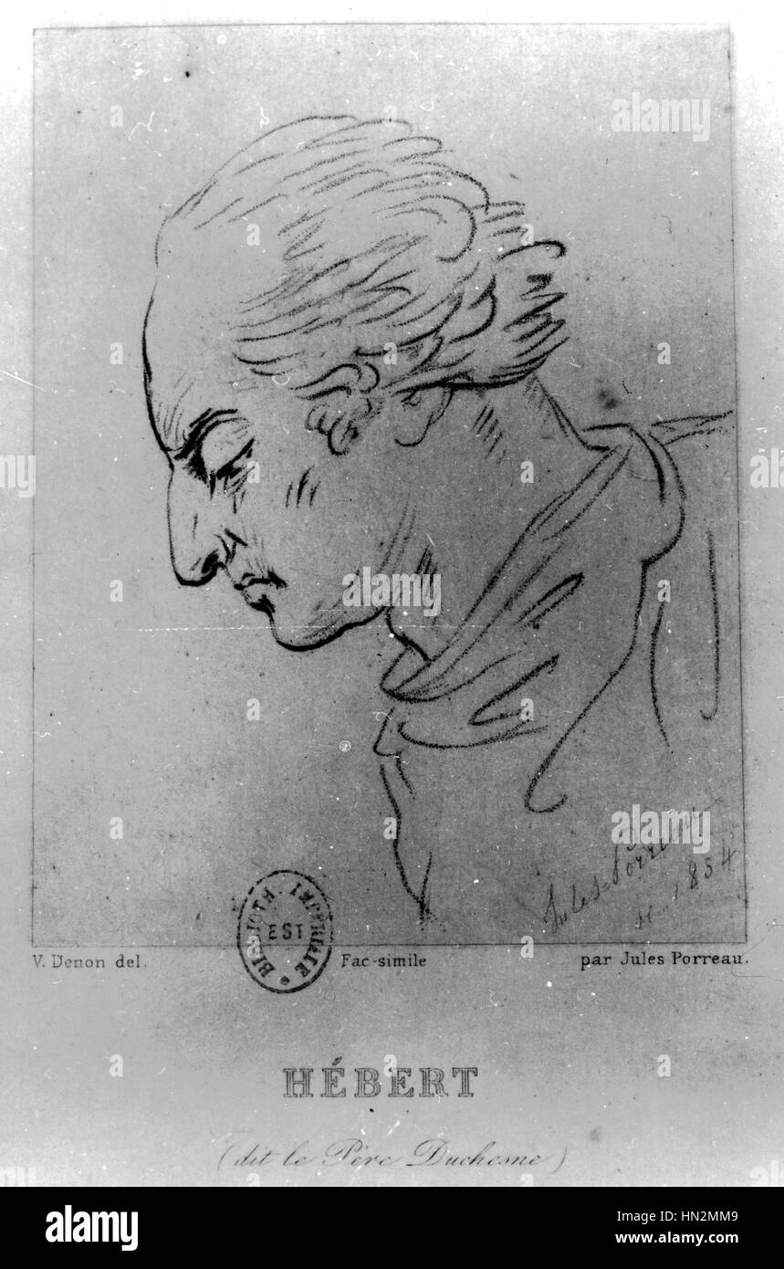 Hebert Jacques-Rene, editore di diversi numeri della rivista 'Le pere Duchesne' durante la Rivoluzione Francese. Disegno di Vivant Denon xviii Francia - La rivoluzione del 1789 Parigi. Biblioteca nazionale Foto Stock