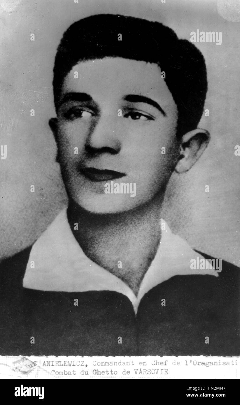 Ghetto di Varsavia Mordechai Anielewcz, capo della resistenza ebraica del Ghetto di Varsavia Polonia 1940-1943 - II Guerra Mondiale ebraica Centro di documentazione Foto Stock