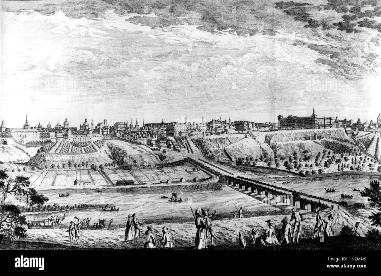 Ampia vista di Madrid del XVIII secolo la Spagna Parigi. Biblioteca nazionale Foto Stock