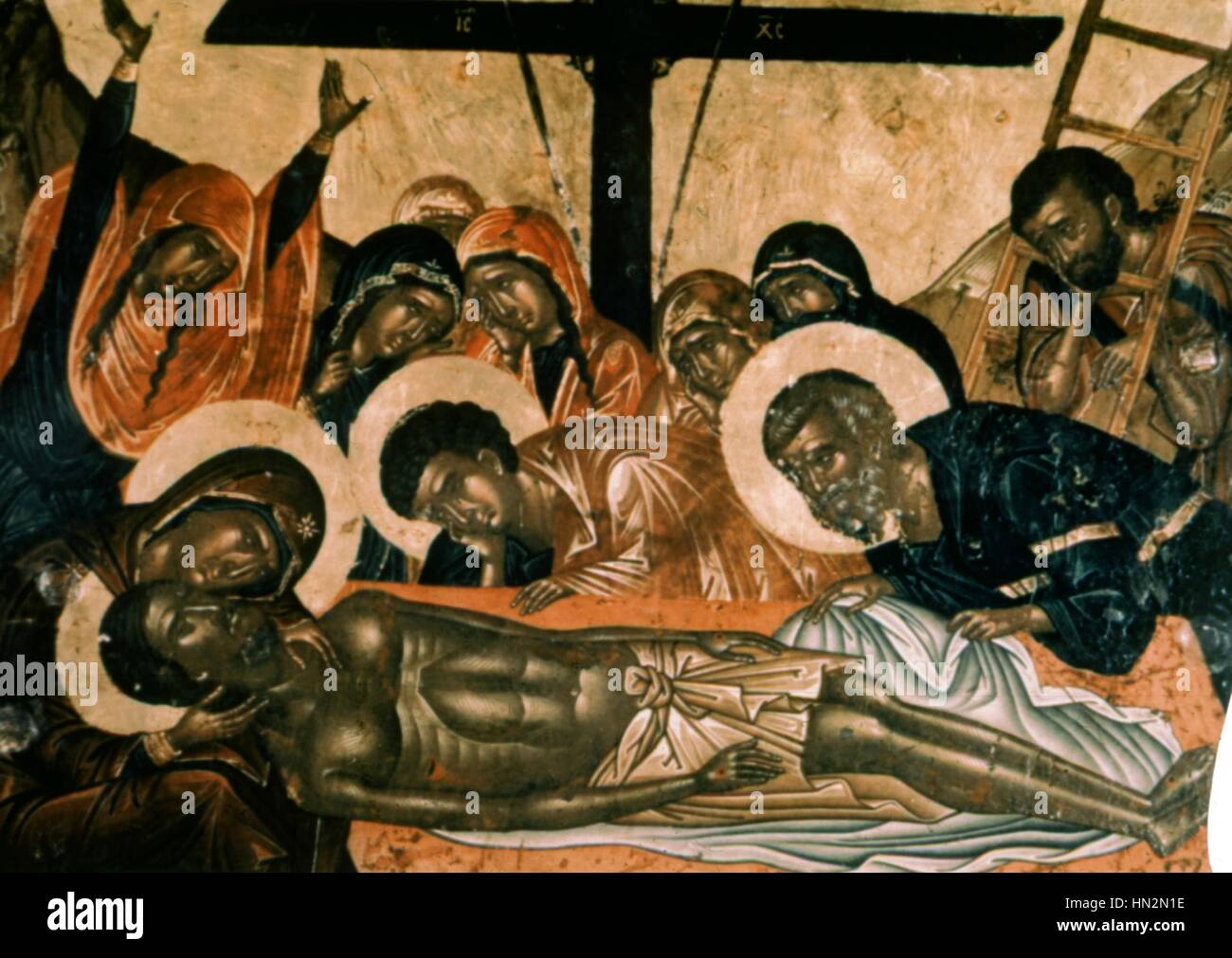 Emm. Lambardos la resurrezione di Cristo del xvii secolo di arte bizantina Atene, Museo Bizantino Foto Stock