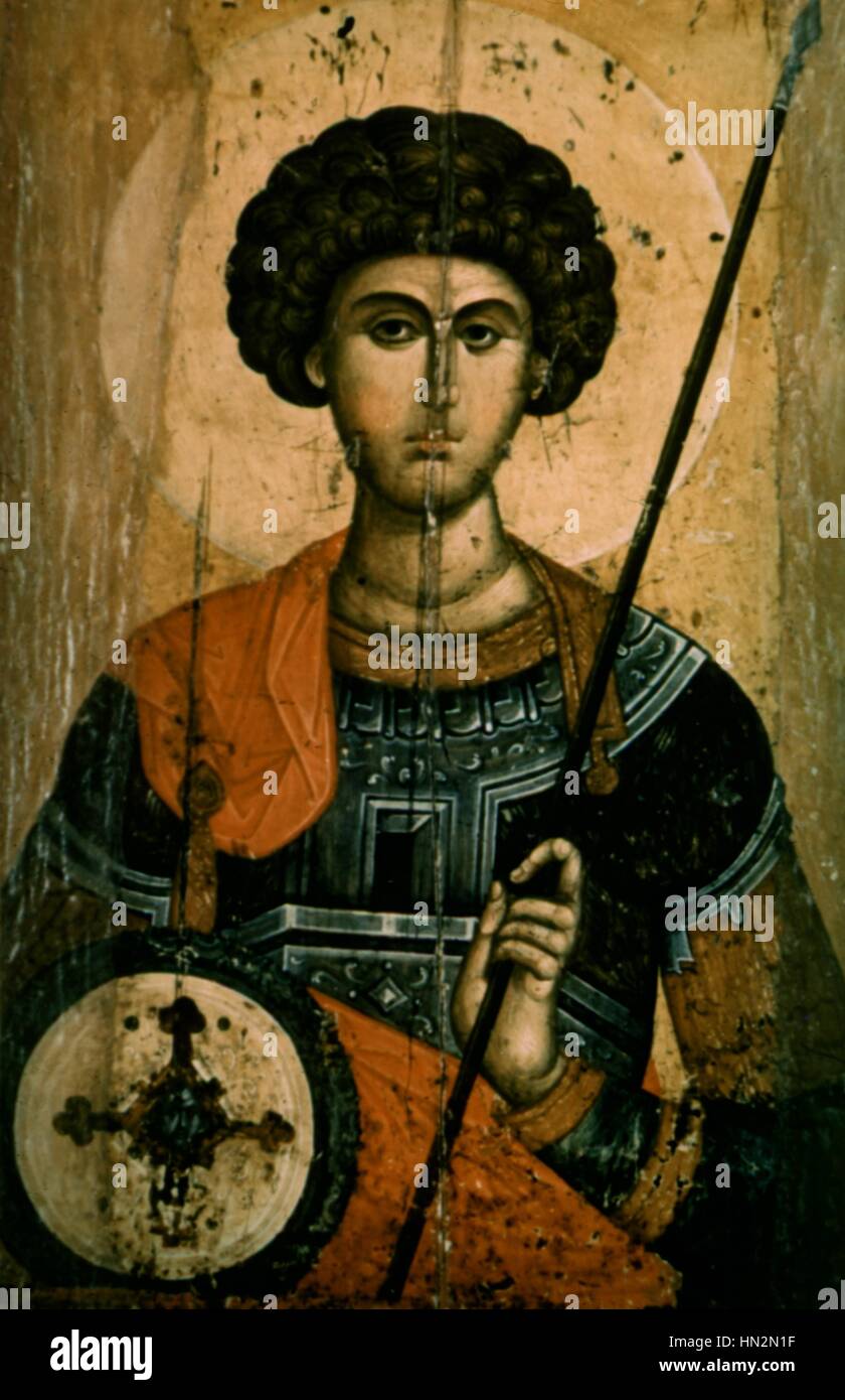 Saint George metà del XV secolo Bisanzio Atene, Museo Bizantino Foto Stock