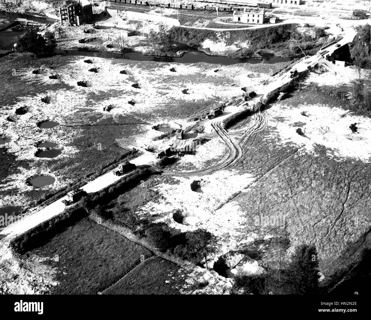 Sbarco in Normandia: bombardamento di Coutances strada Agosto 1, 1944 Francia, la seconda guerra mondiale la guerra U.S. Aria Foto Froce Foto Stock