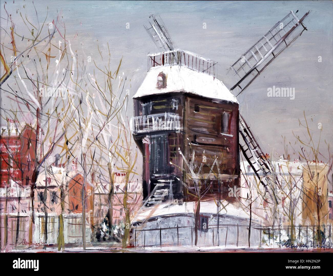 Maurice Utrillo scuola francese Le Moulin de la Galette 1937 olio su tela (47 x 62,5 cm) Collezione privata Foto Stock
