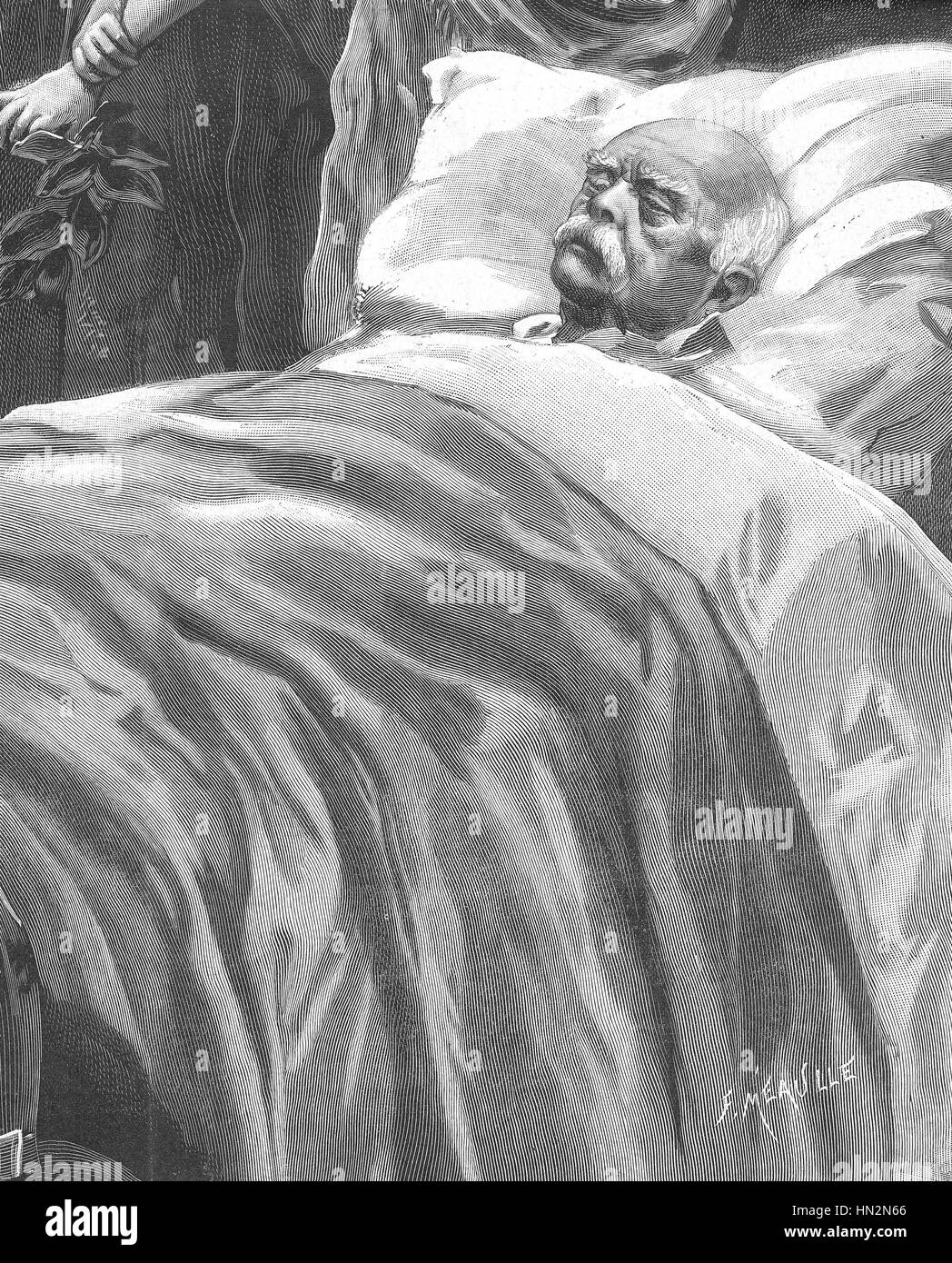 Bismarck figlio il suo letto di morte, in "Le Journal illustre' Germania 1898 Foto Stock