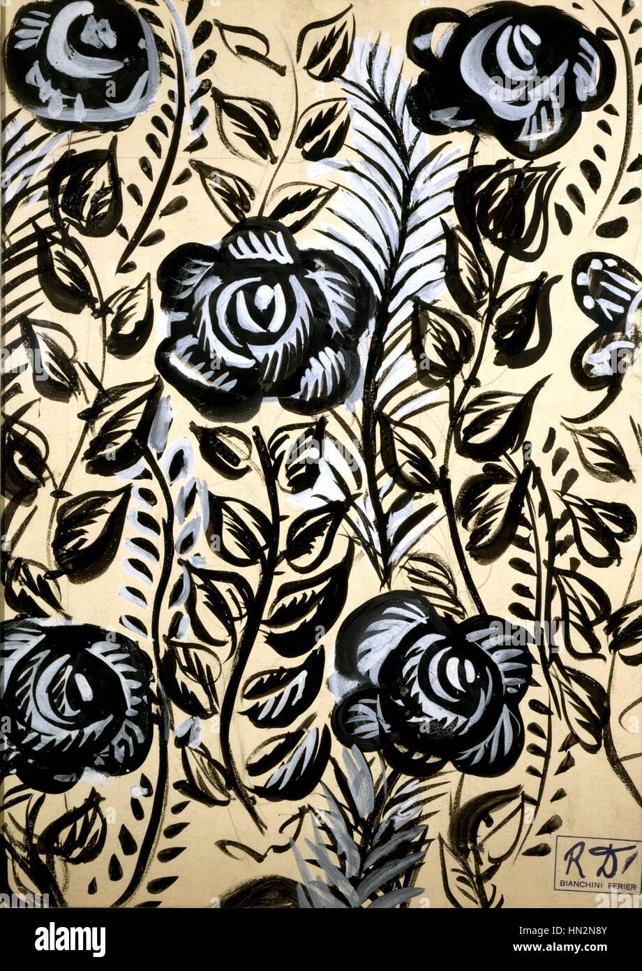 Raoul Dufy (1877-1953) blu rose, mock-up per materiali per Bianchini Ferier Gouache (52 x 37 cm) Collezione privata Foto Stock
