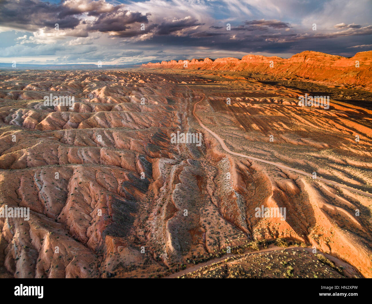 Comb Ridge e pettine lavaggio, proposto porta le orecchie del monumento nazionale, Utah vicino al fiume San Juan e Bluff, Utah Foto Stock