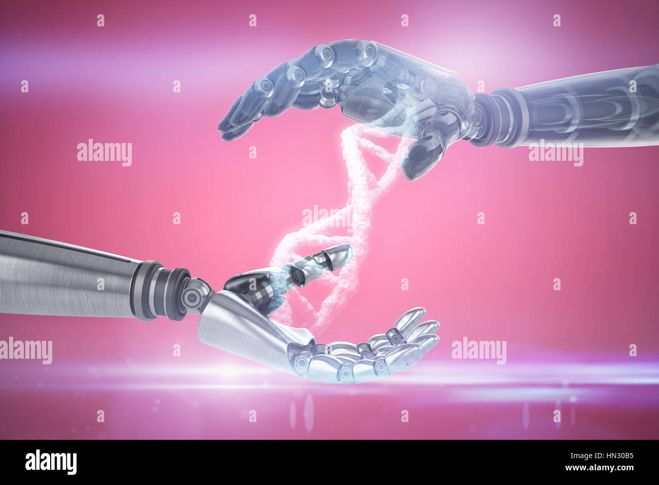 La doppia elica del DNA contro il bollino rosso Foto Stock