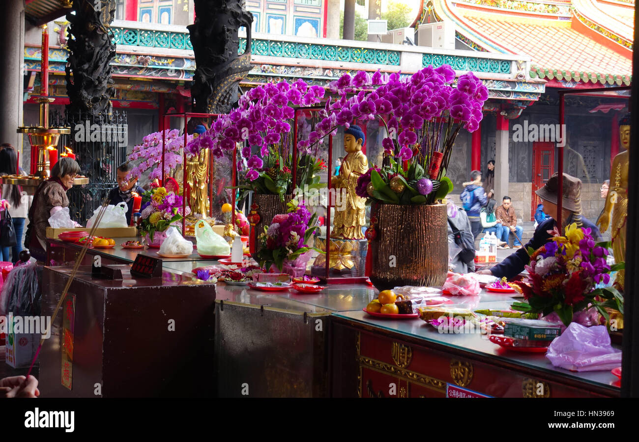 Tempio Longshan Fiori Foto Stock