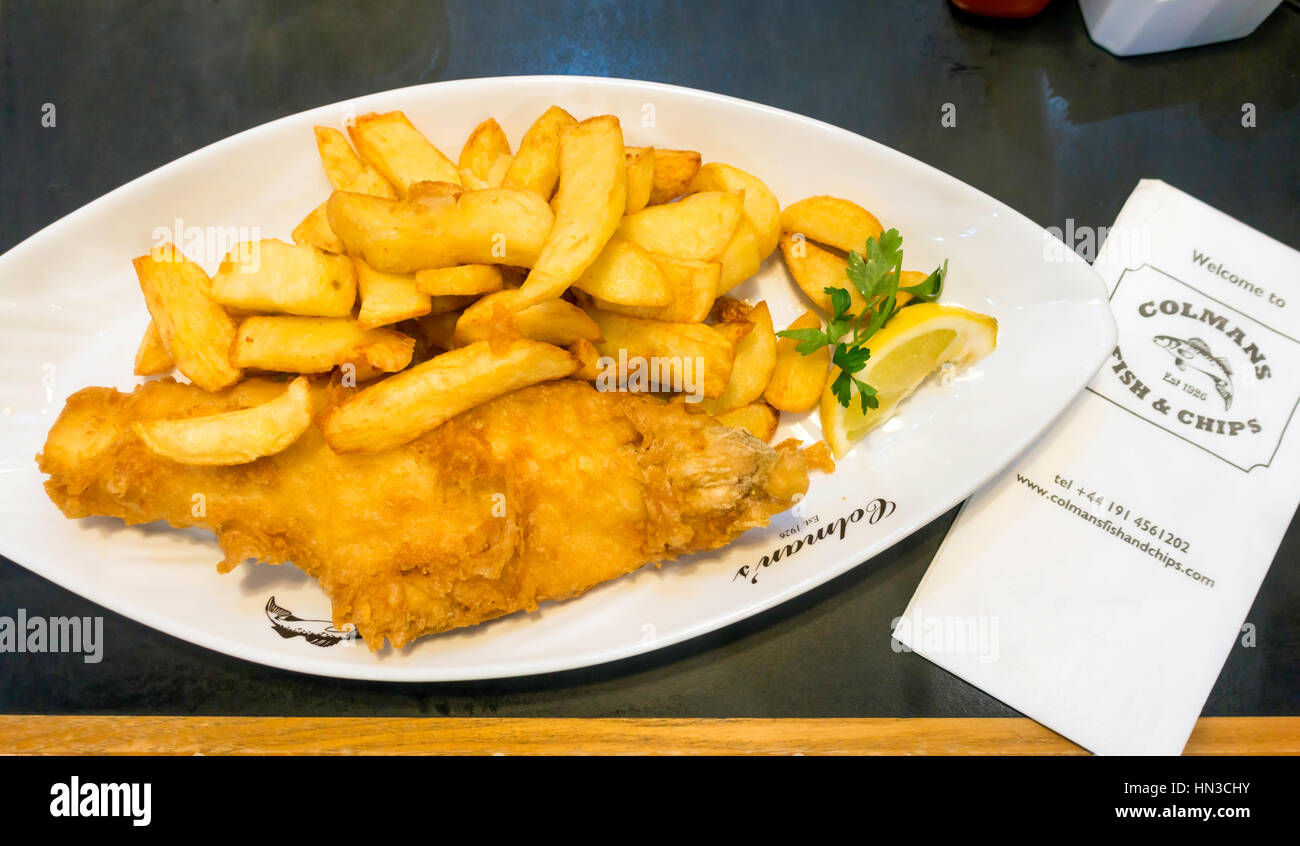 Ottimo pesce e patatine a Colman il famoso ristorante di pesce a South Shields Foto Stock