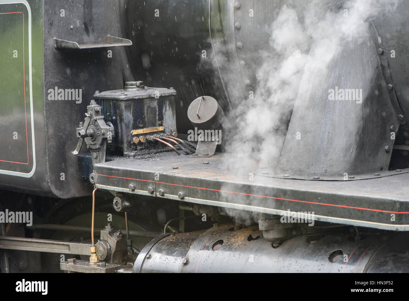 Lato del motore a vapore 80072 a Llangollen Station Foto Stock