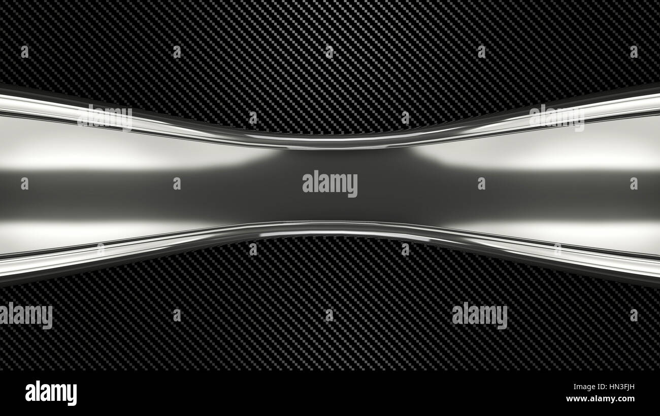 Metallo cromato e sfondo Carbone, 3d illustrazione Foto Stock